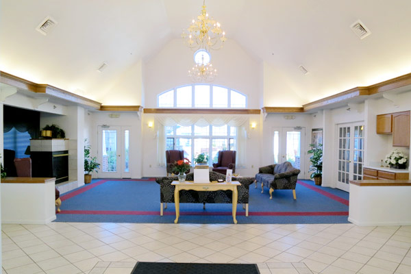 Interrior view of lobby of Matthews Senior Living facility Pewaukee